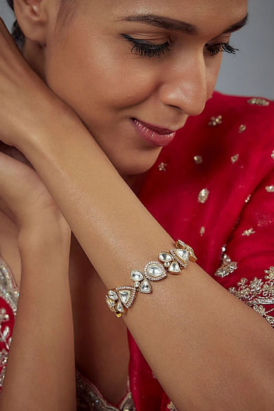 Gold kundan polki bracelet
