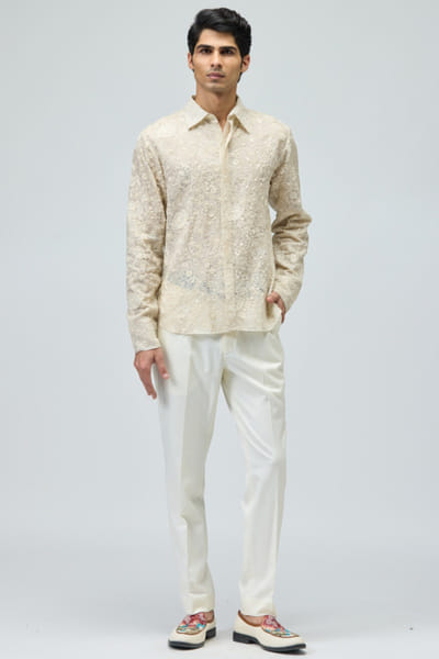 Ivory embroidered shirt