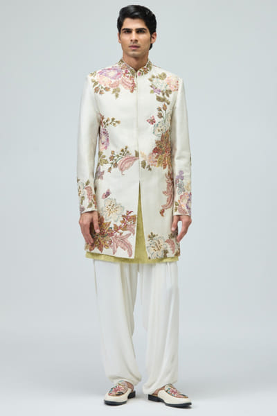 Ivory embroidered sherwani set