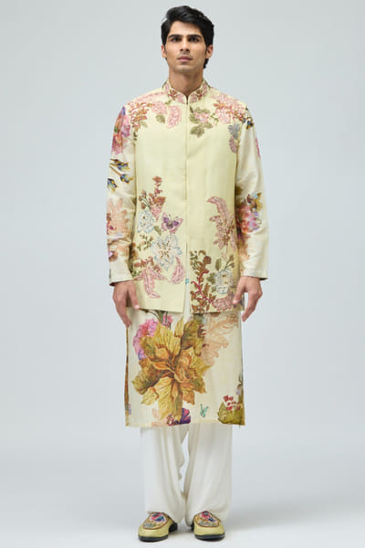 Ivory embroidered bandhgala