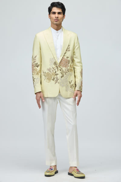 Ivory embroidered jacket set