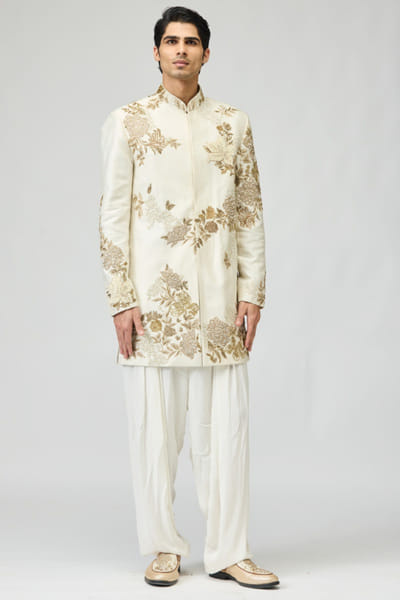 Ivory floral embroidered bandhgala