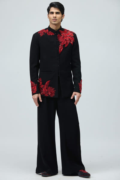 Black embroidery bandi and pants
