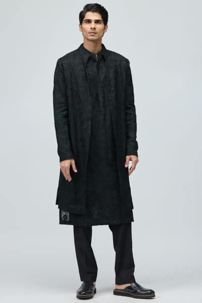 Black embroidered kurta