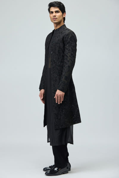 Black embroidered sherwani
