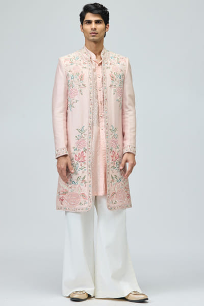 Pink embroidered sherwani