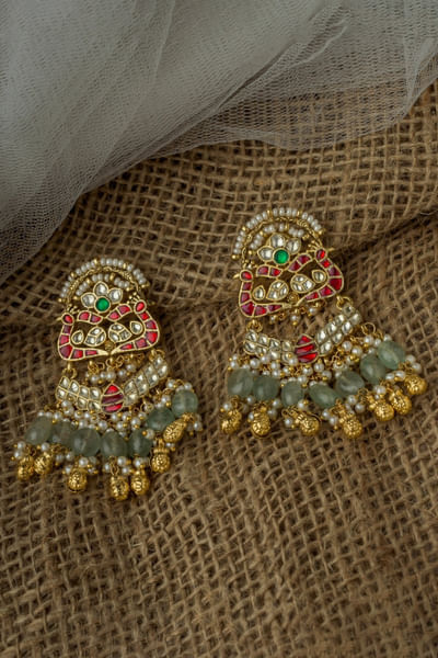 Multicolour stone studded earrings
