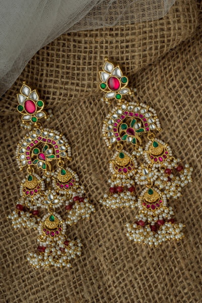 Multicolour stone embellished earrings