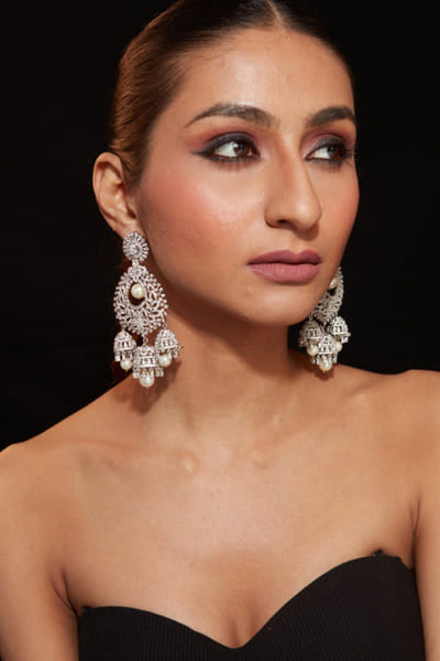 Silver zircon earrings