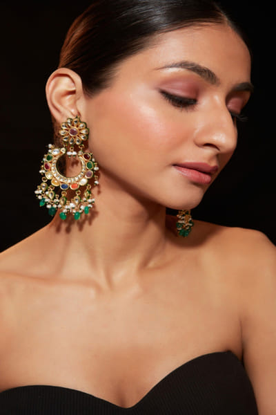 Multicoloured gold plated hoop earrings