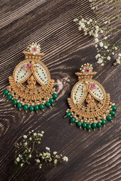 Gold beaded chandbalis