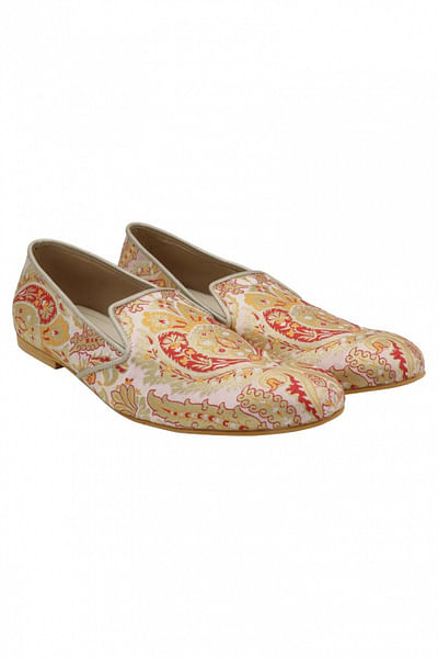 Pink brocade loafers