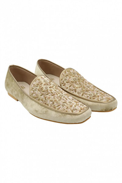 Golden embroidered loafers