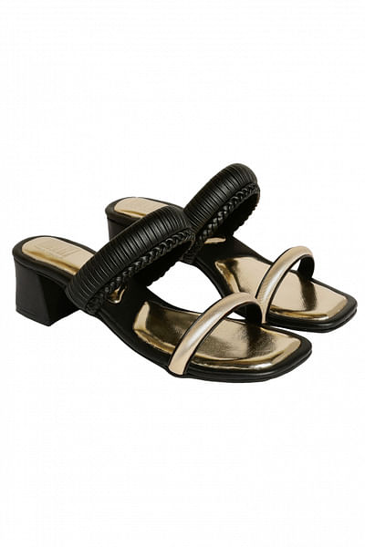 Black and golden sandals