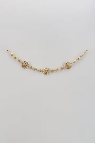 Gold polki kundan matha patti