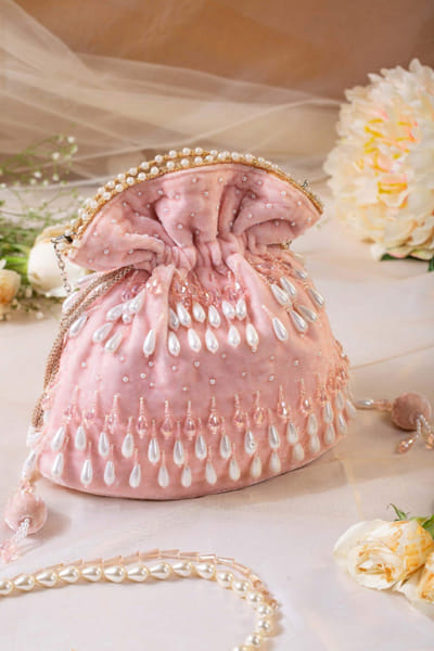 Pink embellished potli bag
