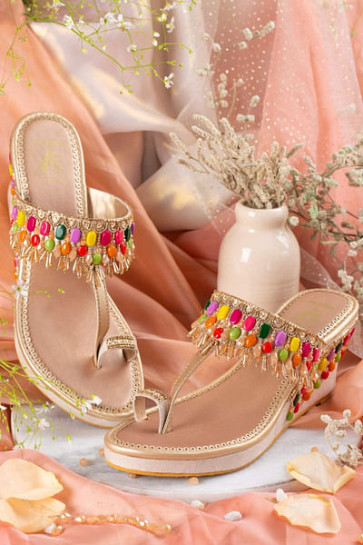 Multicolour stone embellished wedges