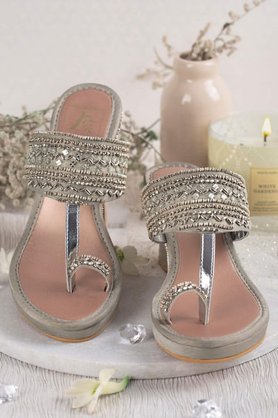 Silver embellished wedges