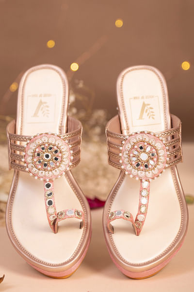 Floral handcrafted wedge heels