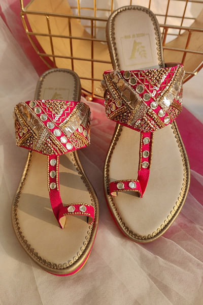 Pink embellished wedges
