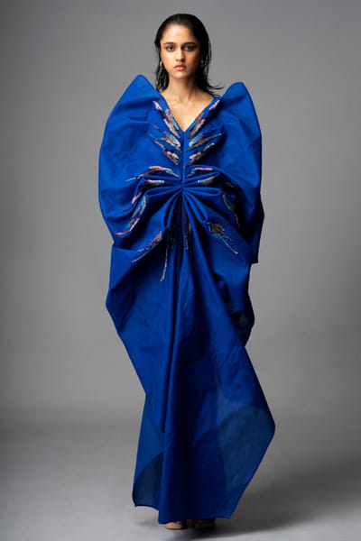 Blue sequin embroidered dress