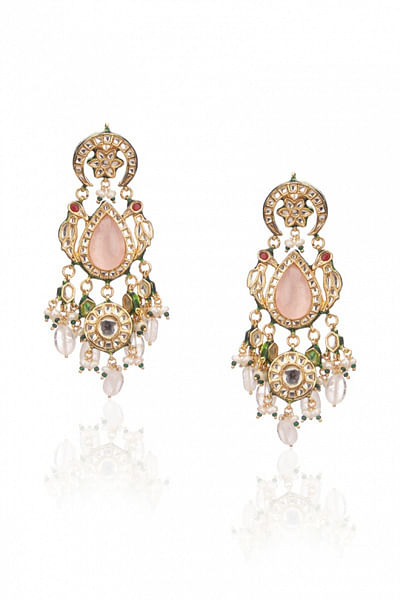 Gemstone and kundan earrings