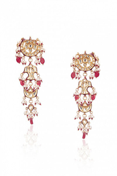 Kundan and red stone earrings