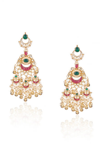 VIVINIA by Vidhi Mehra Kundan embellished chandelier earrings VIVVA033