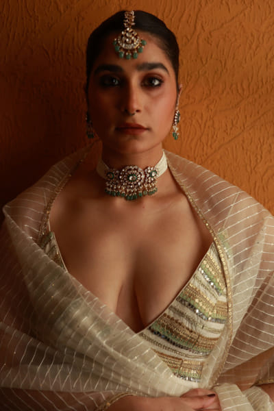 Varq Jewels Green kundan choker set VARQJUL26D148502