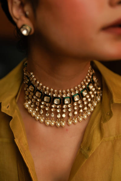 Varq Jewels Green polki choker VARQJUN26D148422