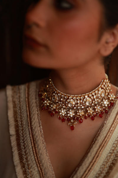Varq Jewels Red moissanite polki choker VARQJUN26D148423
