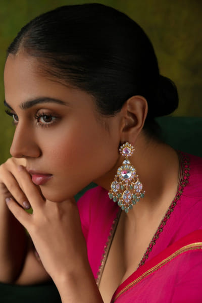 White polki stone danglers