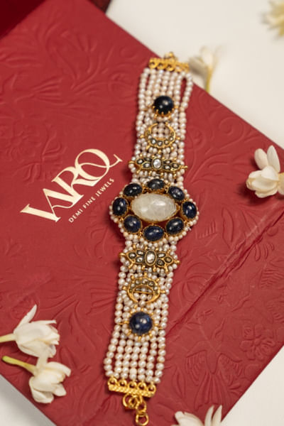 White bead embellished bracelet