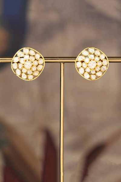 Gold polki embellished stud earrings