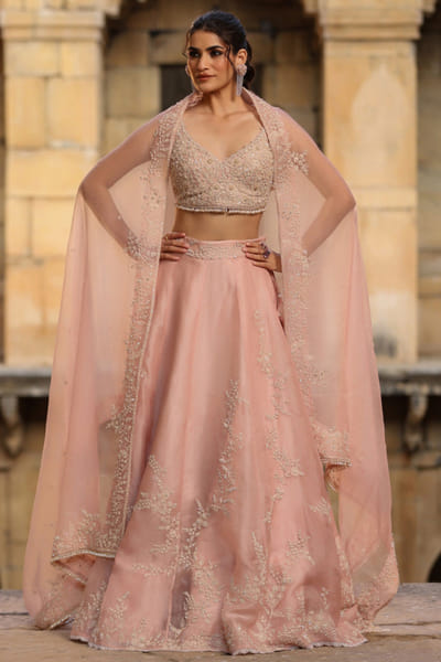 Light pink embroidered lehenga set