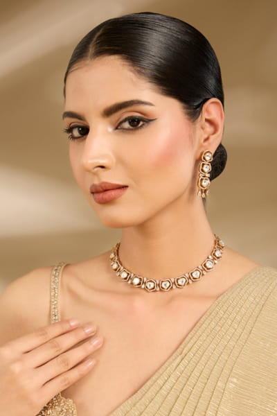 Gold kundan embellished choker set