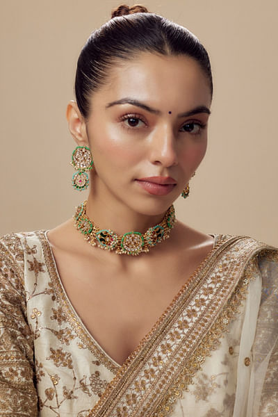 Gold polki choker set