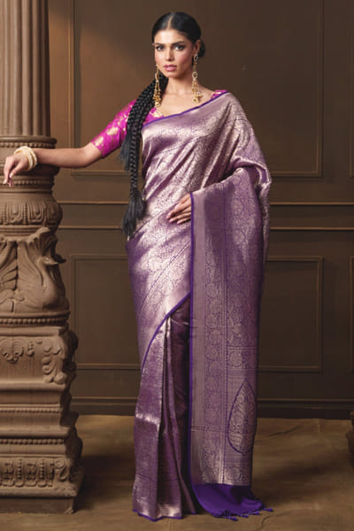 Vishwa by Pinki Sinha Purple brocade sari VISNOV25D138963