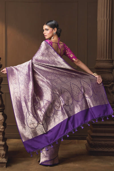 Vishwa by Pinki Sinha Purple brocade sari VISNOV25D138963