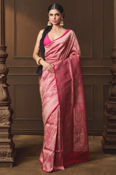 Vishwa by Pinki Sinha Pink handwoven banarasi silk sari VISNOV25D138967