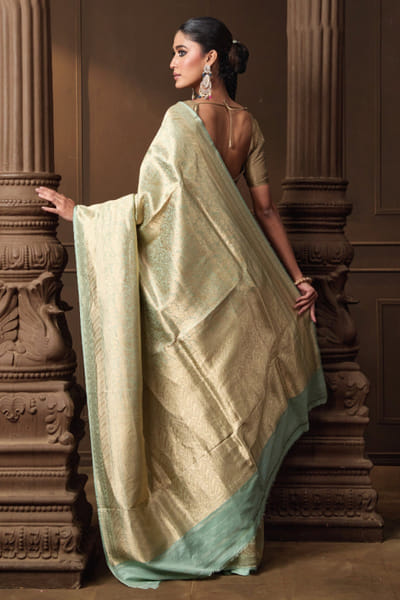 Vishwa by Pinki Sinha Mint brocade banarasi silk sari VISNOV25D138975