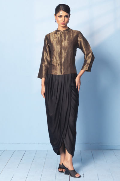 Black draped skirt and jacket