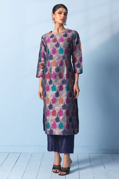 Multicolour banarasi kurta set