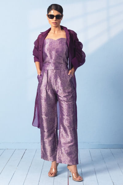 Purple brocade co-ords