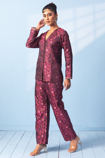 Multicolour silk co-ords