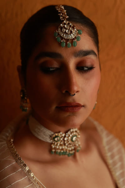 Varq Jewels Green kundan maang tikka VARQJUL26D148510