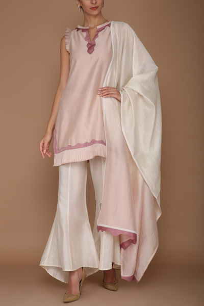Lilac chanderi kurta set