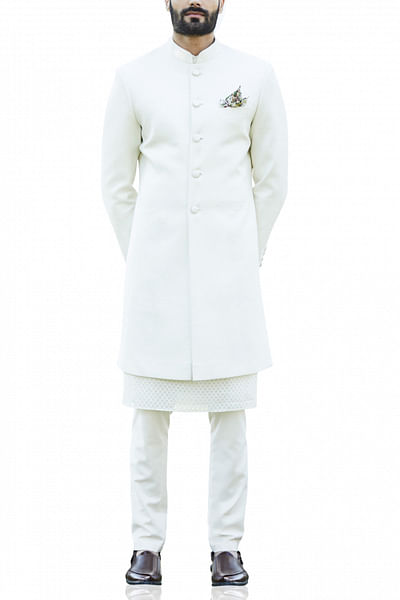 Ivory silk sherwani set