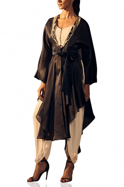 Black cape & dhoti set