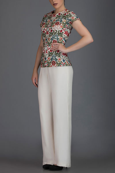Floral embroidered top & pants